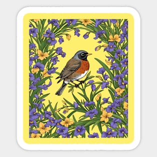 Michigan Migratory Juniper Bird With Iris Flower Sticker